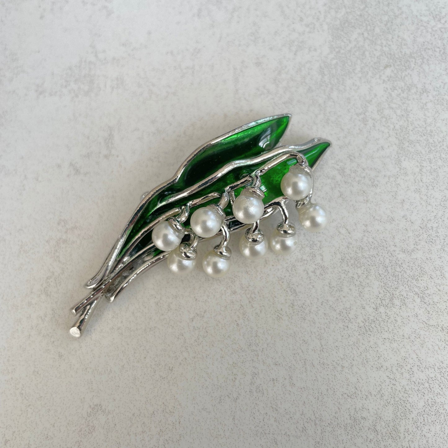 Vintage Style Lily of the valley flower silver pin brooch