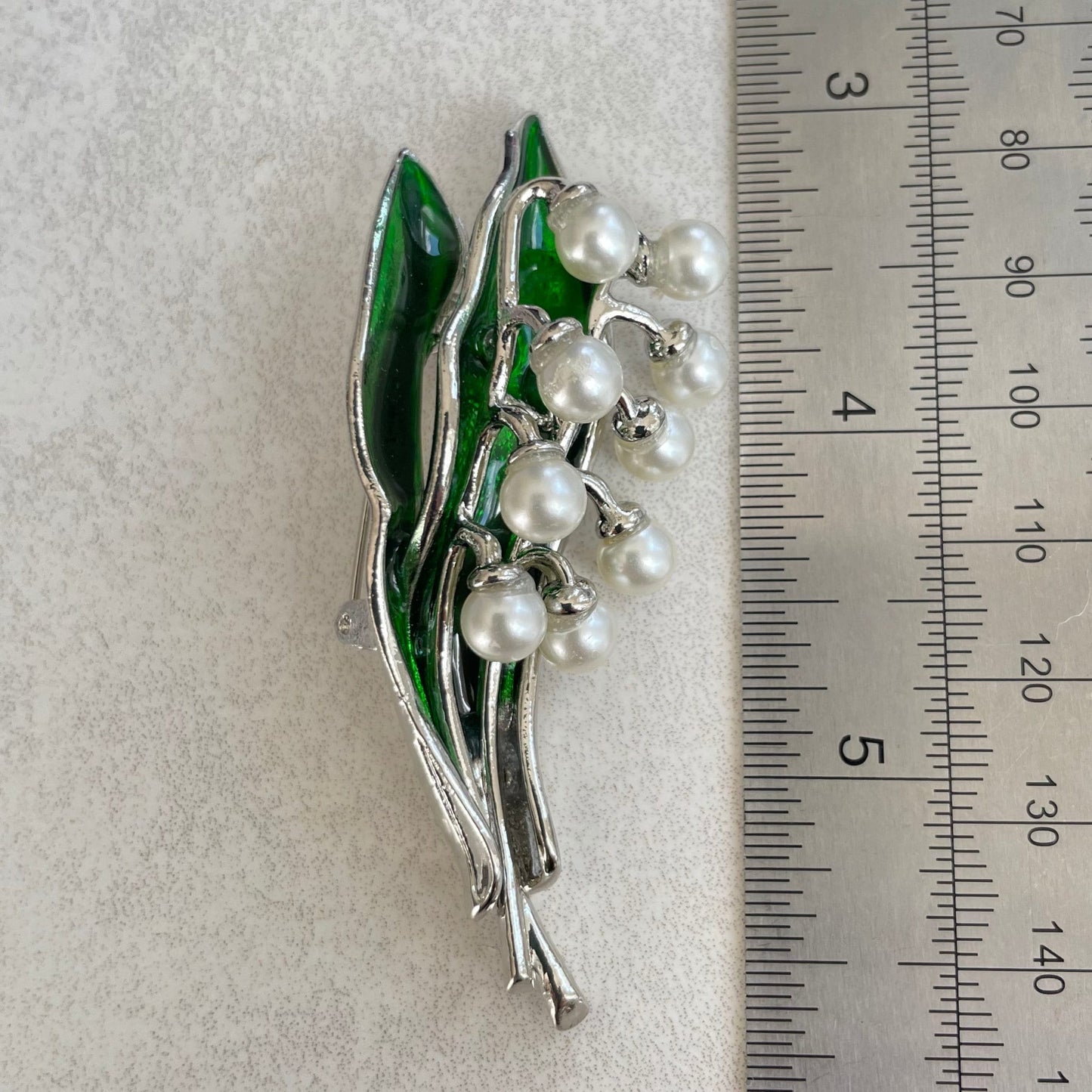 Vintage Style Lily of the valley flower silver pin brooch