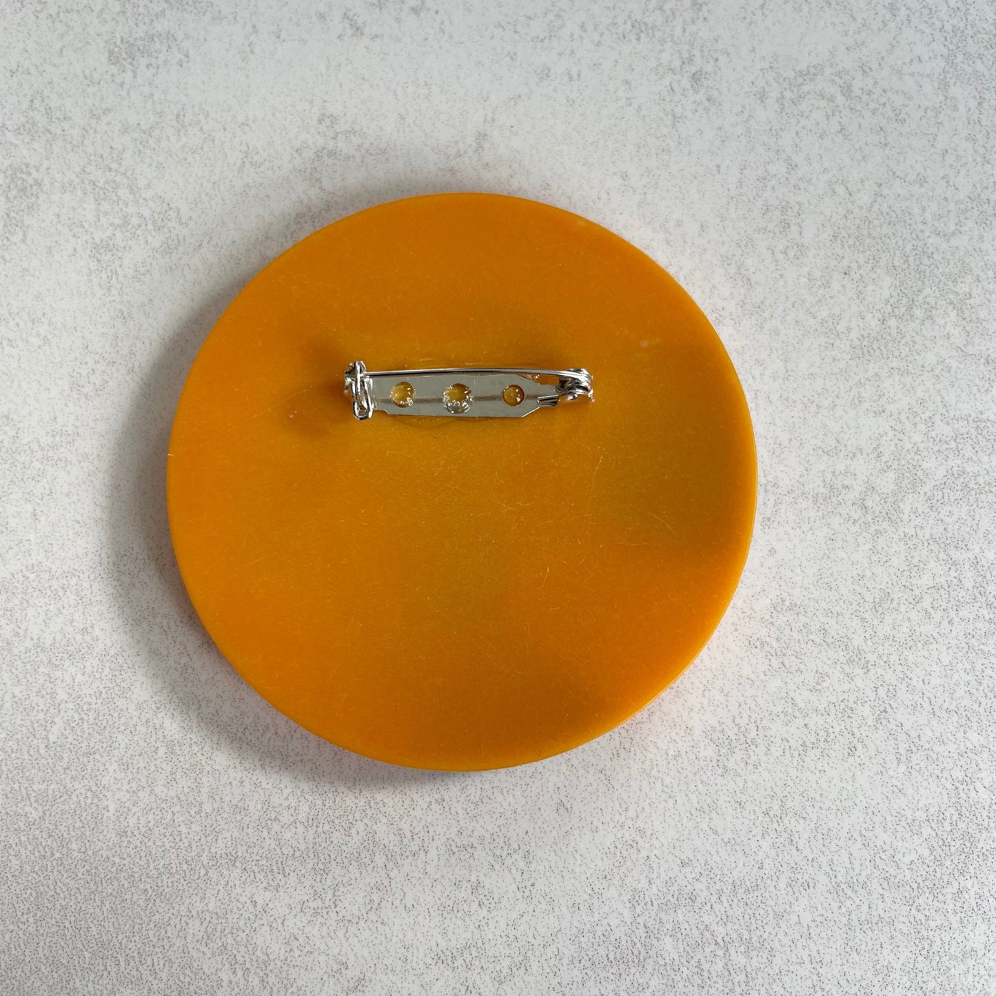 Art Deco African lady orange acrylic pin brooch