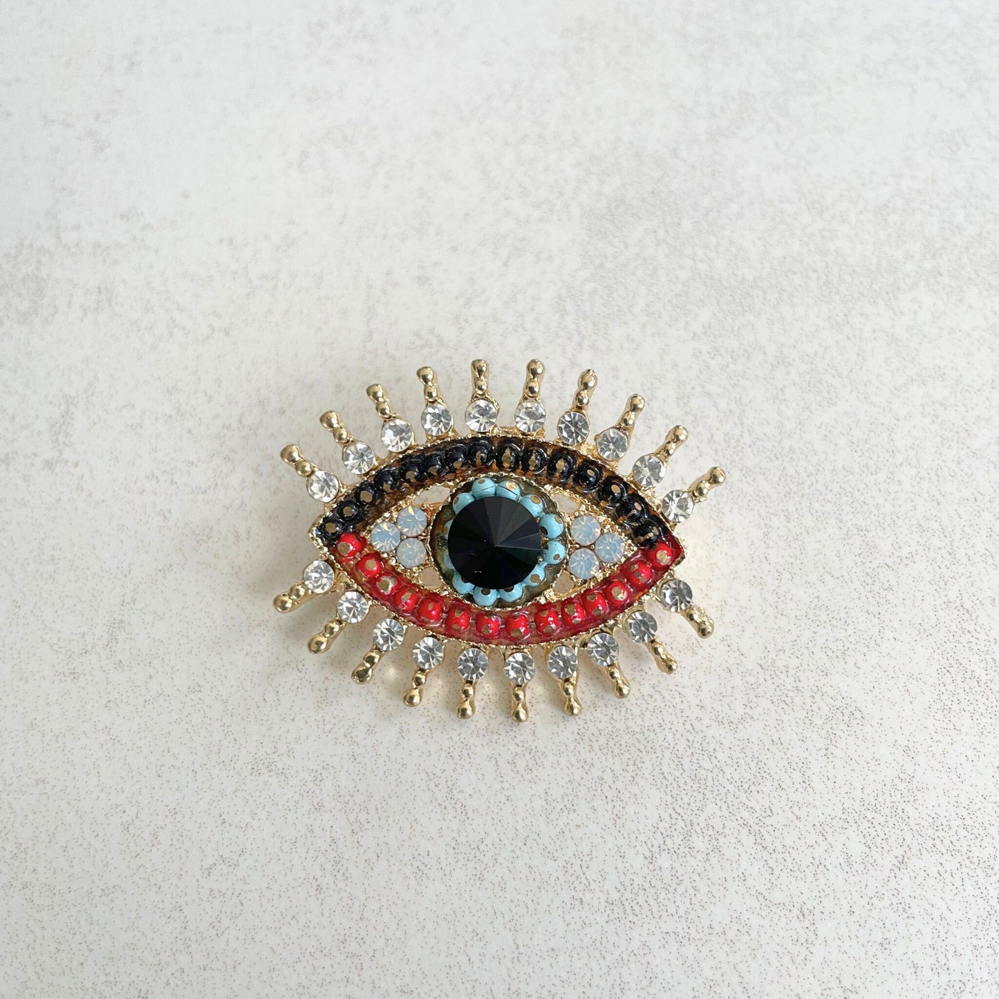 Gothic blue evil eye gold pin brooch Eye