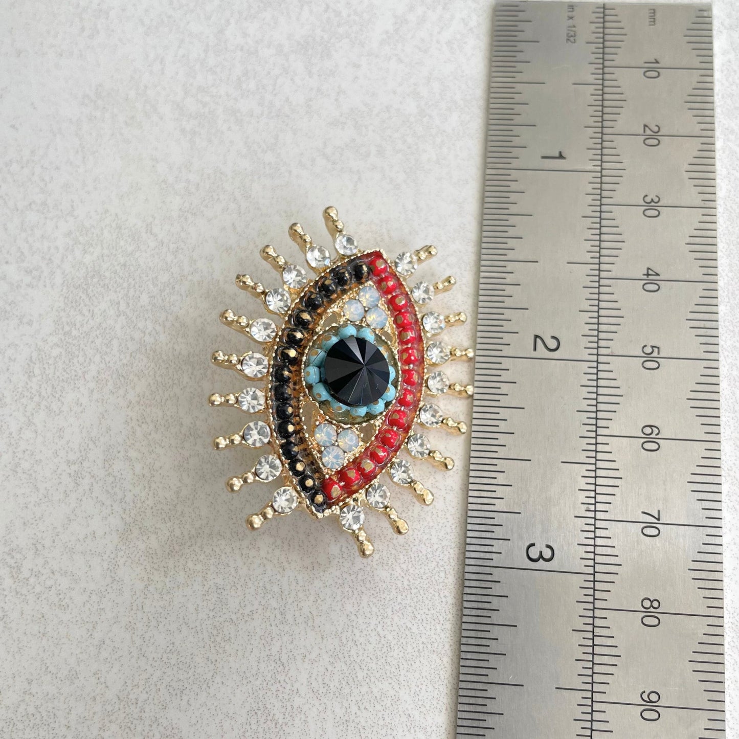 Gothic blue evil eye gold pin brooch Eye