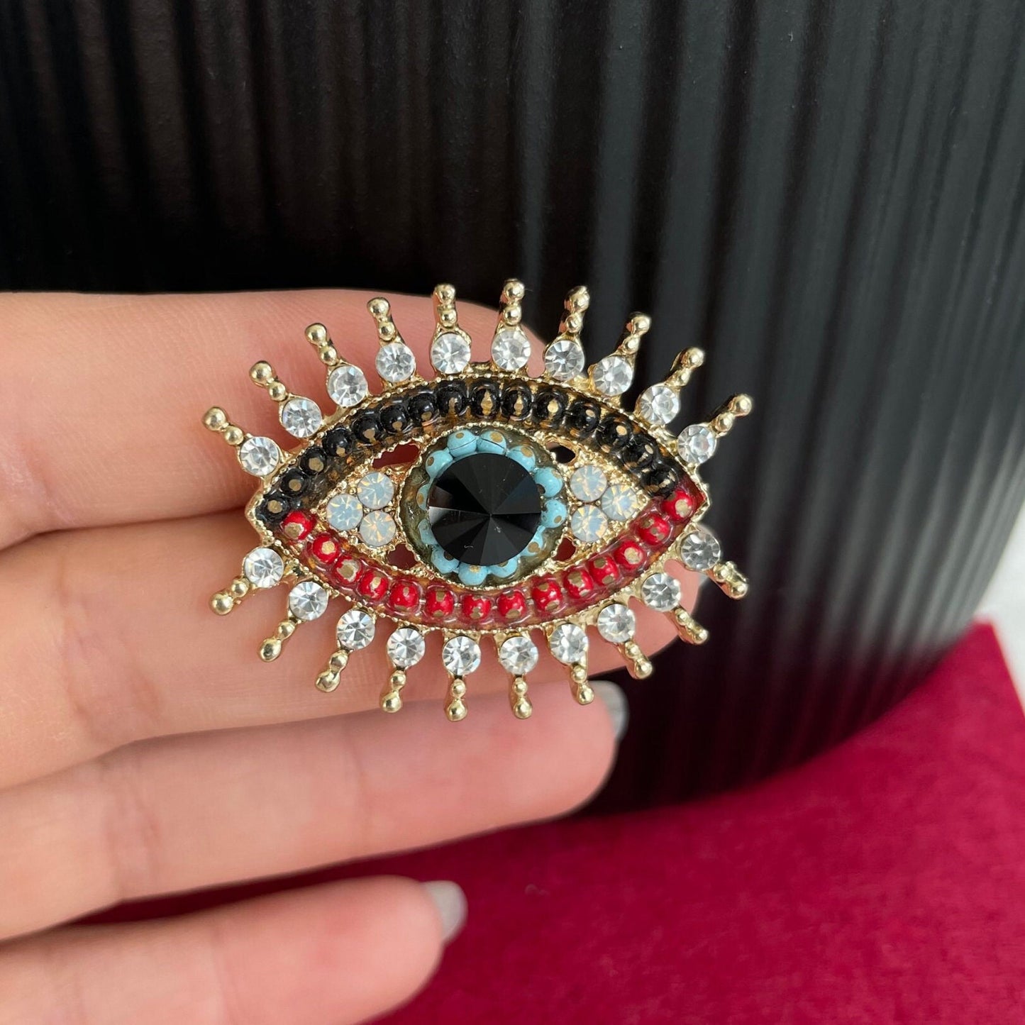 Gothic blue evil eye gold pin brooch Eye