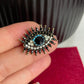 Small blue evil eye gold pin brooch