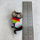 Charming little black cat rainbow acrylic pin brooch