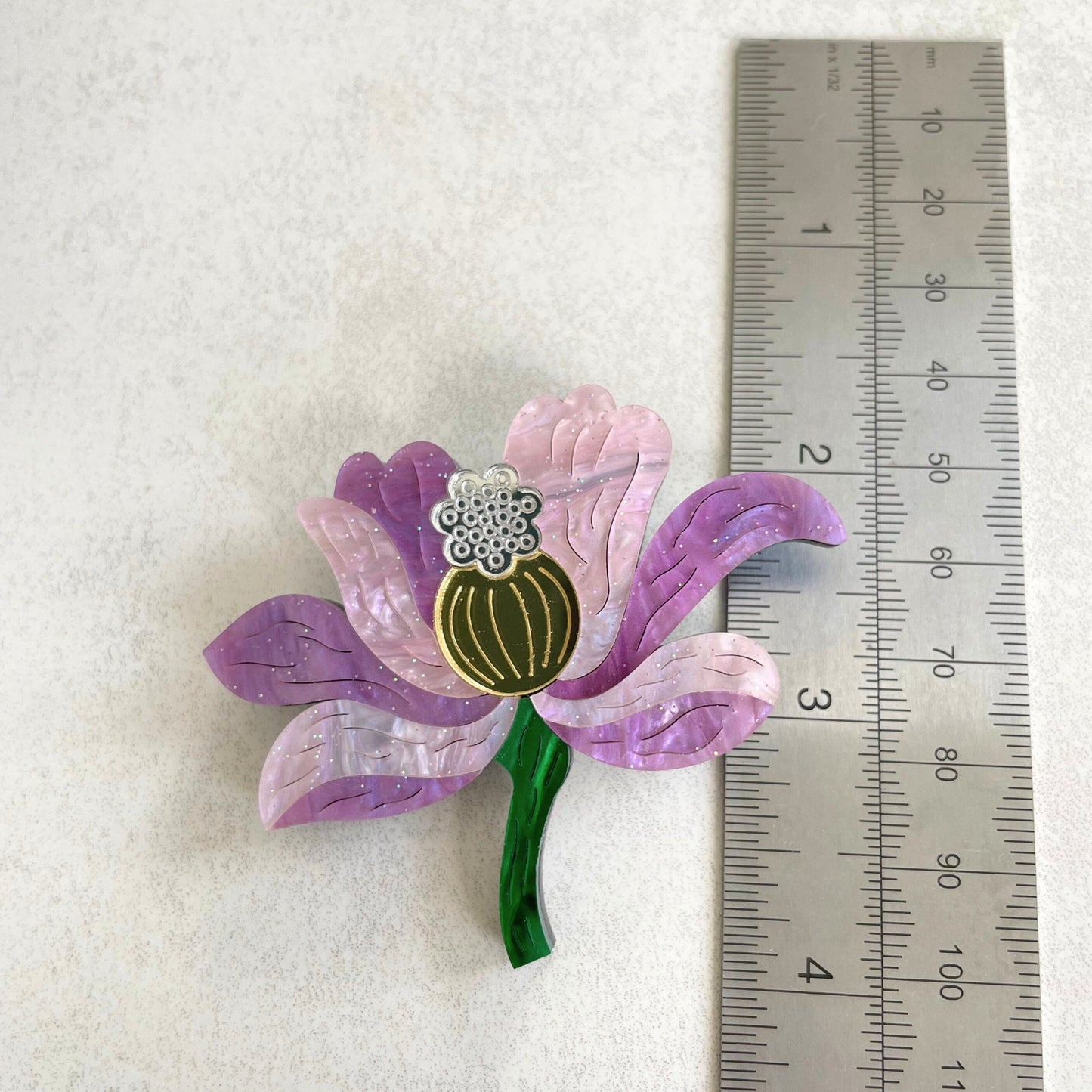 Charming purple Iris flower acrylic pin brooch