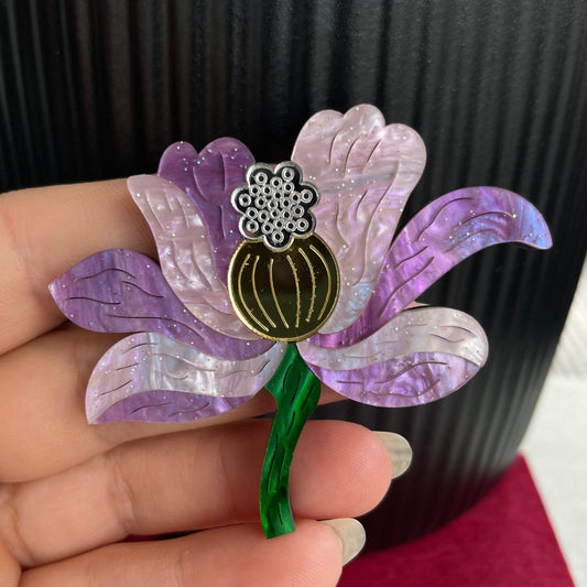 Charming purple Iris flower acrylic pin brooch