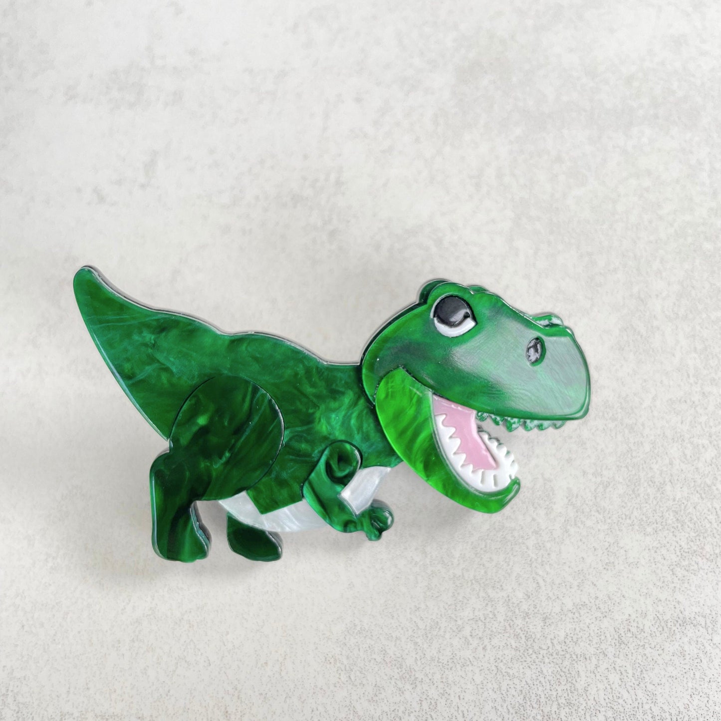 Art Deco red T-rex dinosaur acrylic pin brooch