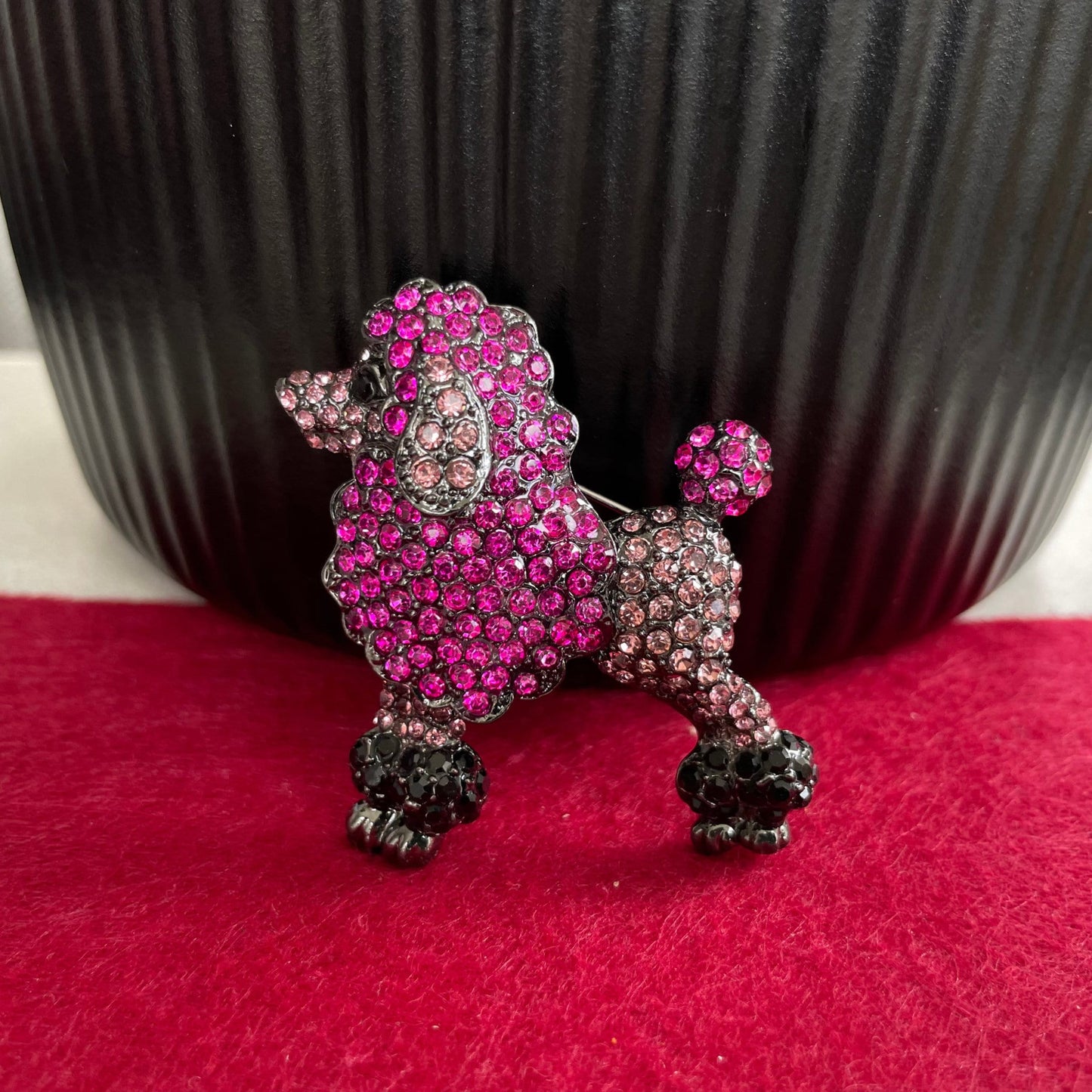 Charming pink poodle dog pin brooch