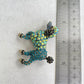 Charming blue poodle dog gold pin brooch