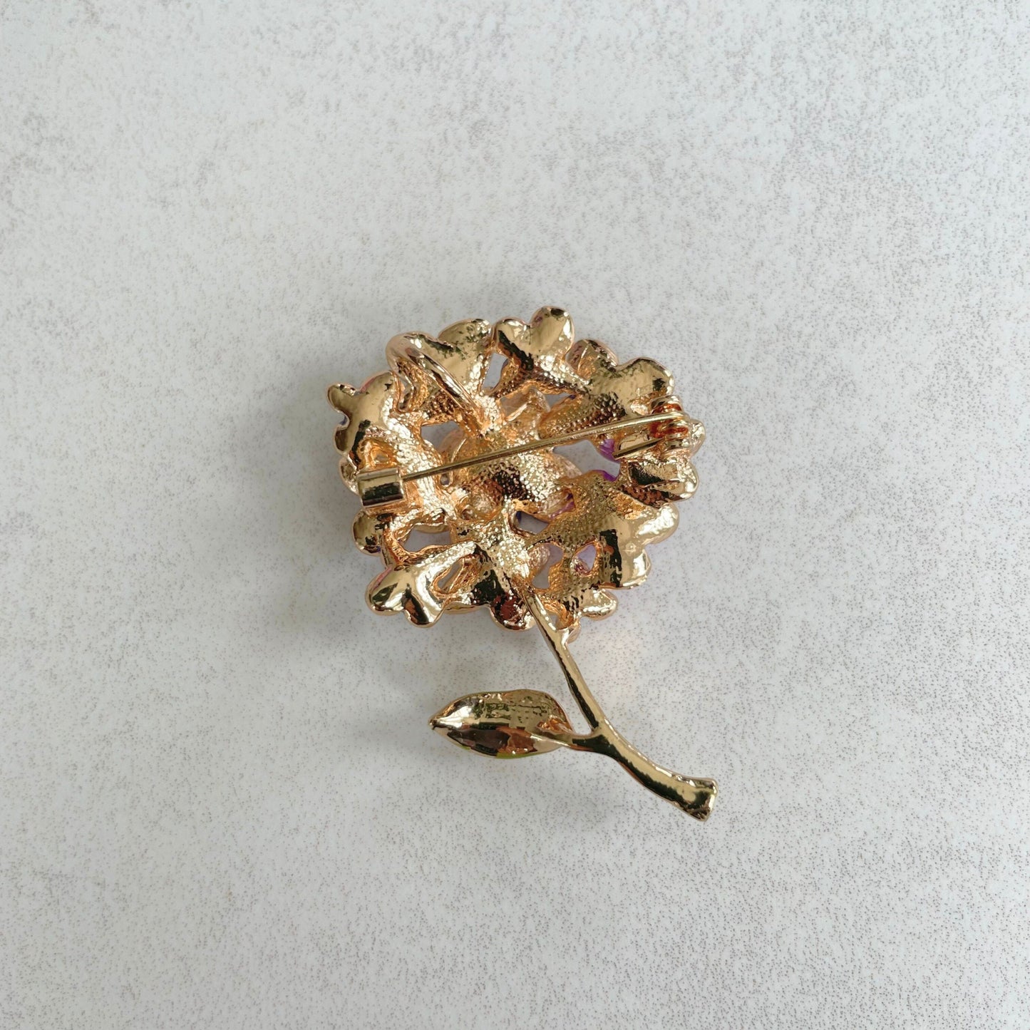 Delicate Lilac flower gold pin brooch