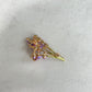 Delicate purple lavender flower ladybug gold pin brooch
