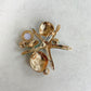Retro turquoise starfish clamshell pearl gold pin brooch