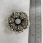 Vintage style large pearl flower gold pin brooch