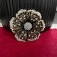 Vintage style large pearl flower gold pin brooch