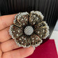 Vintage style large pearl flower gold pin brooch