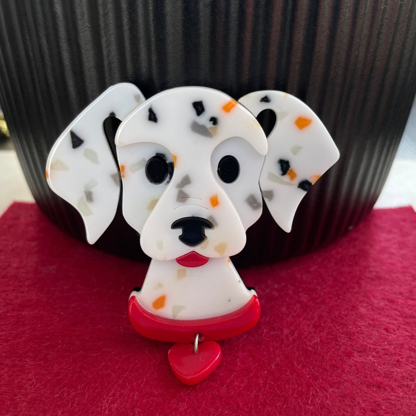 Charming Dalmatian dog acrylic pin brooch