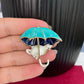 Charming purple umbrella black cat gold pin brooch