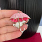 Charming purple umbrella black cat gold pin brooch