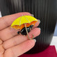 Charming purple umbrella black cat gold pin brooch