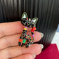 Quirky bohemian black cat gold pin brooch