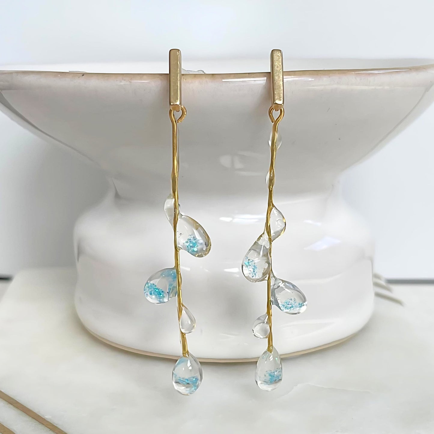 Tree Branch Blue Raindrop Earrings