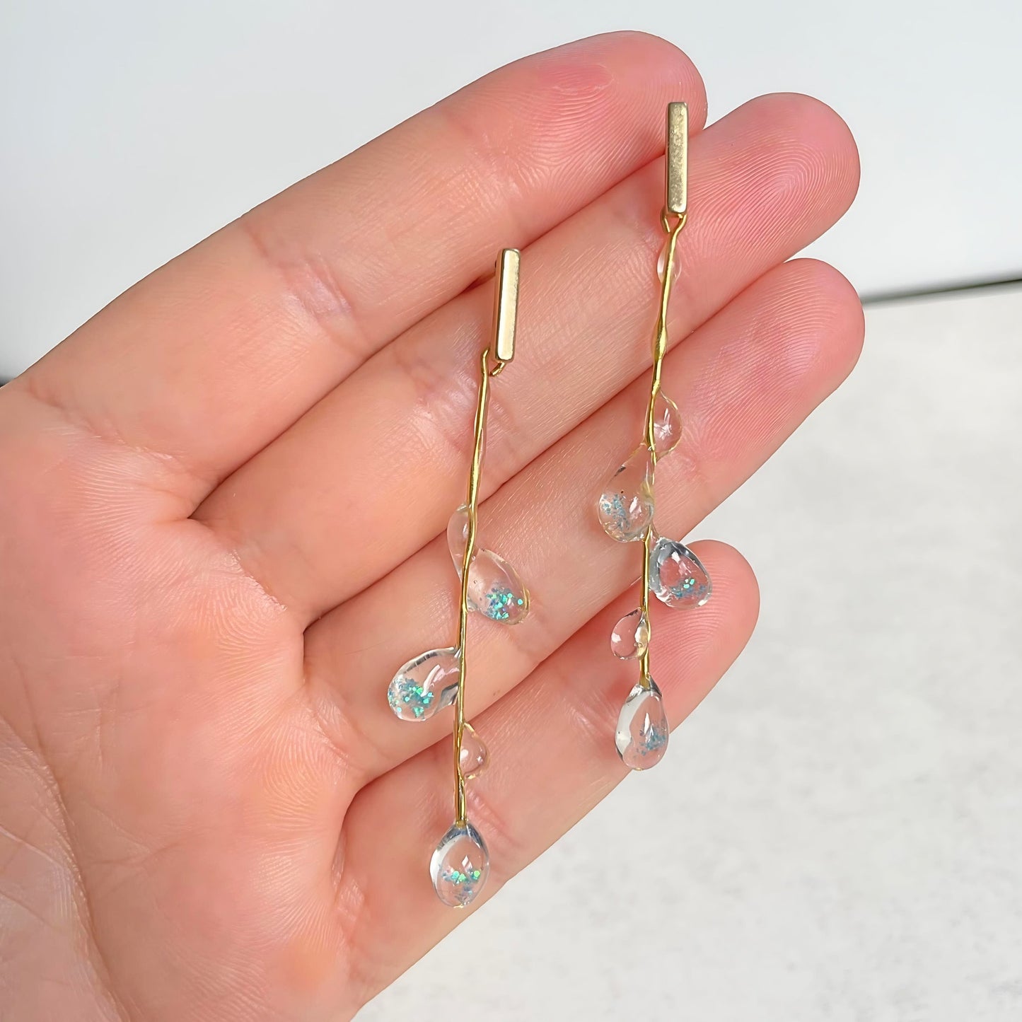 Tree Branch Blue Raindrop Earrings