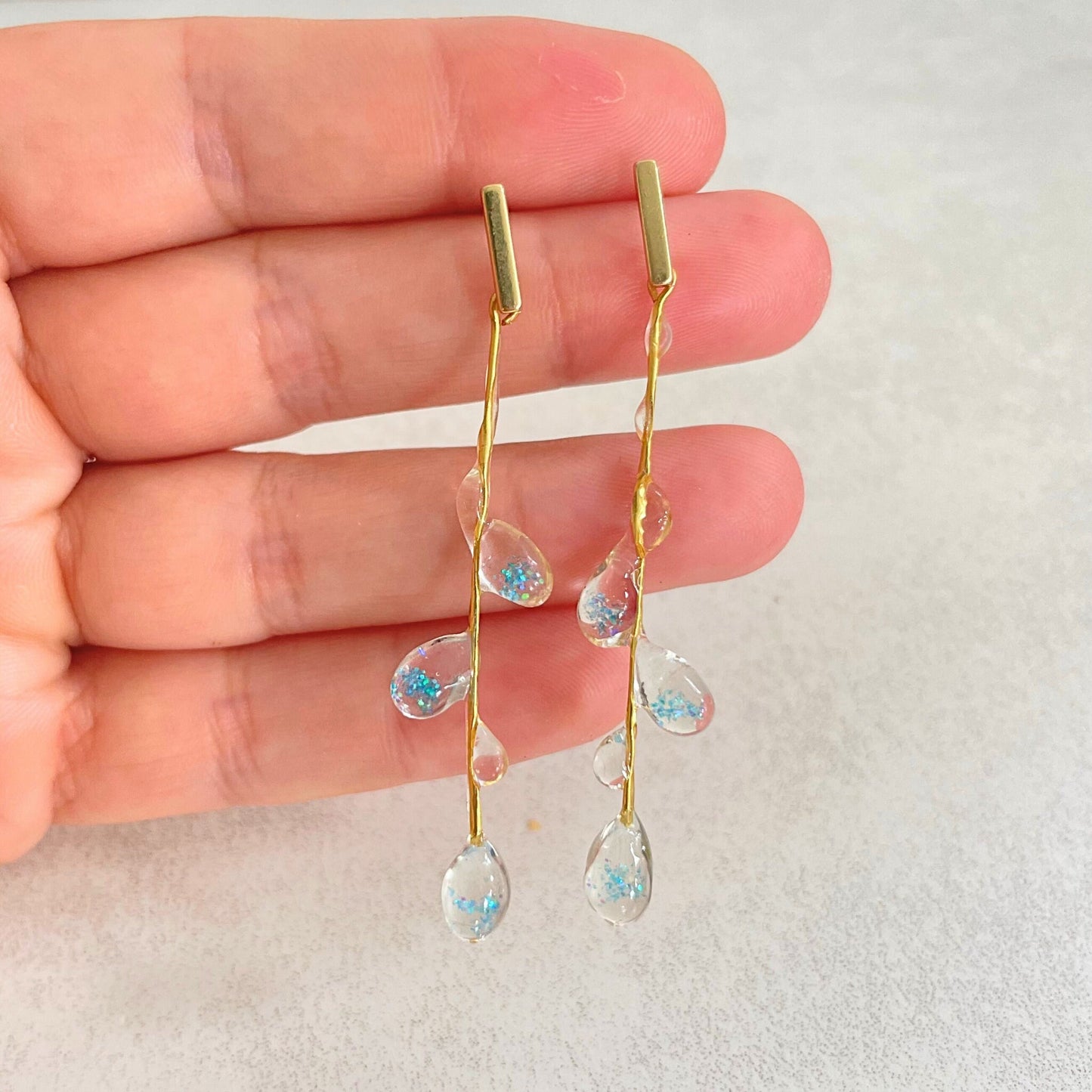 Tree Branch Blue Raindrop Earrings