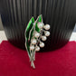 Vintage Style Lily of the valley flower silver pin brooch