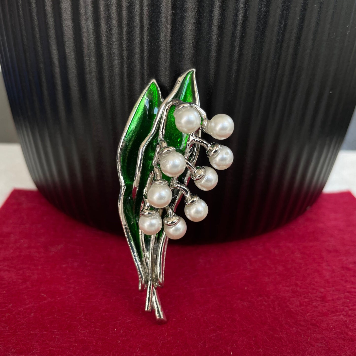 Vintage Style Lily of the valley flower silver pin brooch