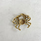 Turquoise crystals crab gold pin brooch