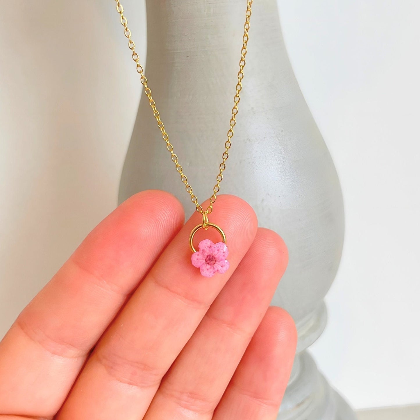 Pink Blossom Charm Necklace