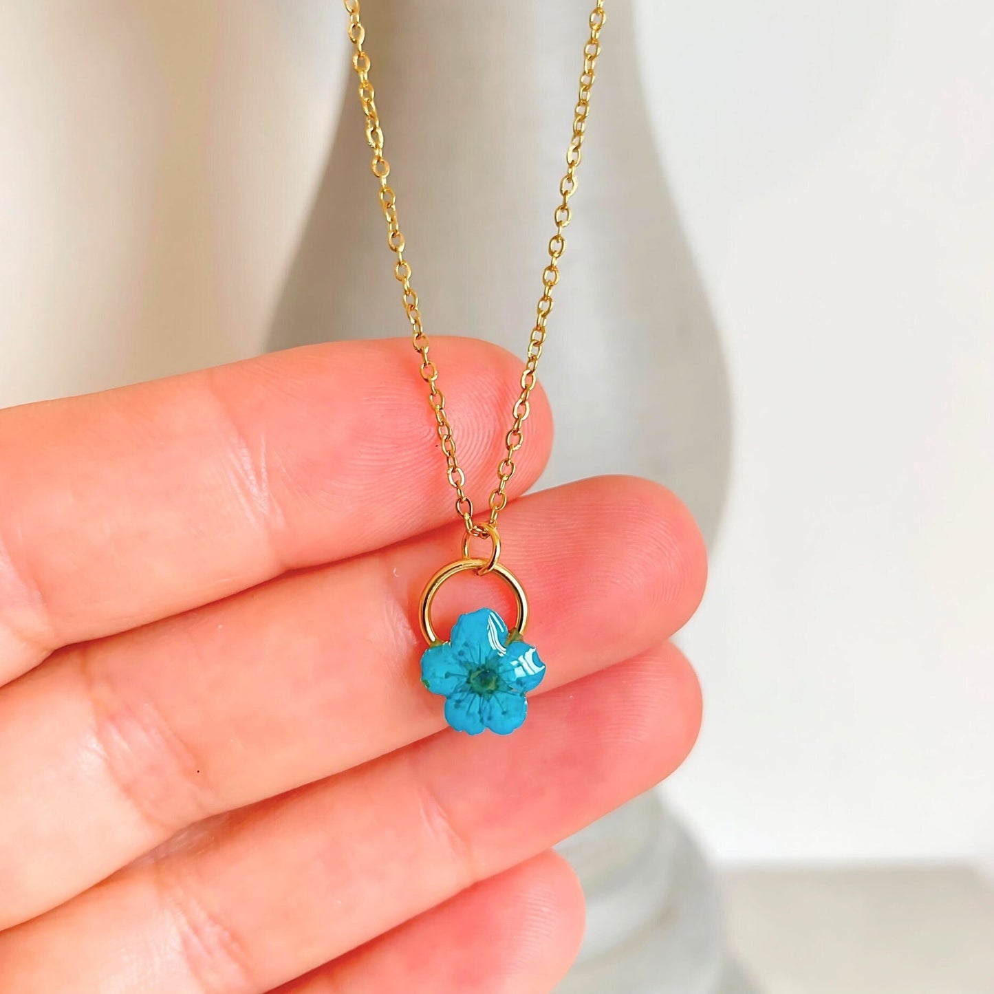 Blue Blossom Charm Necklace