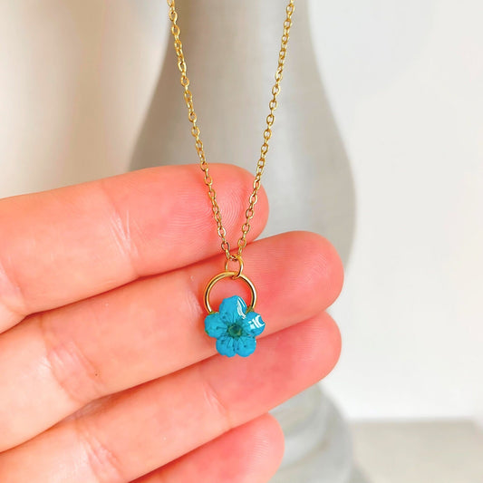 Blue Blossom Charm Necklace