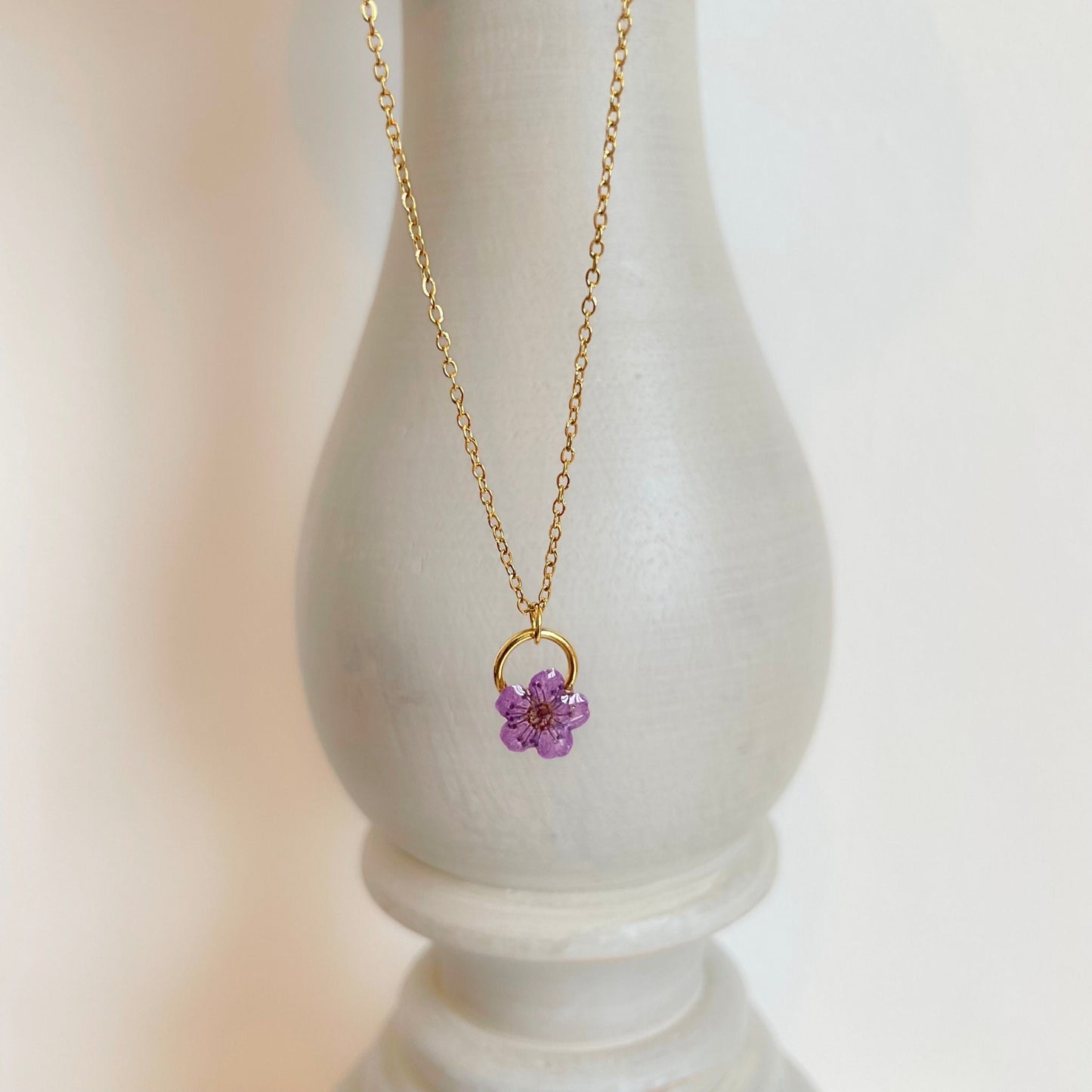 Purple Blossom Charm Necklace