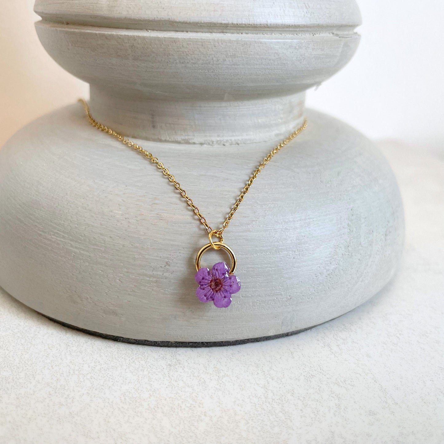 Purple Blossom Charm Necklace