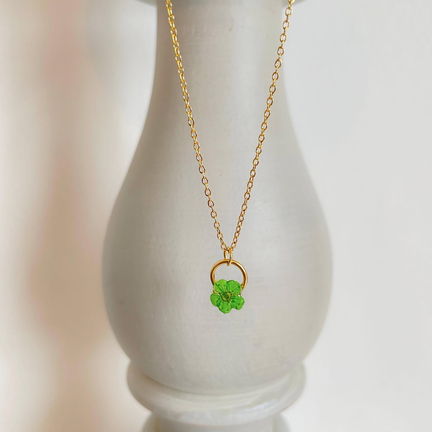 Green Blossom Charm Necklace