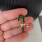 Charming green candy cane ribbon gold pin brooch