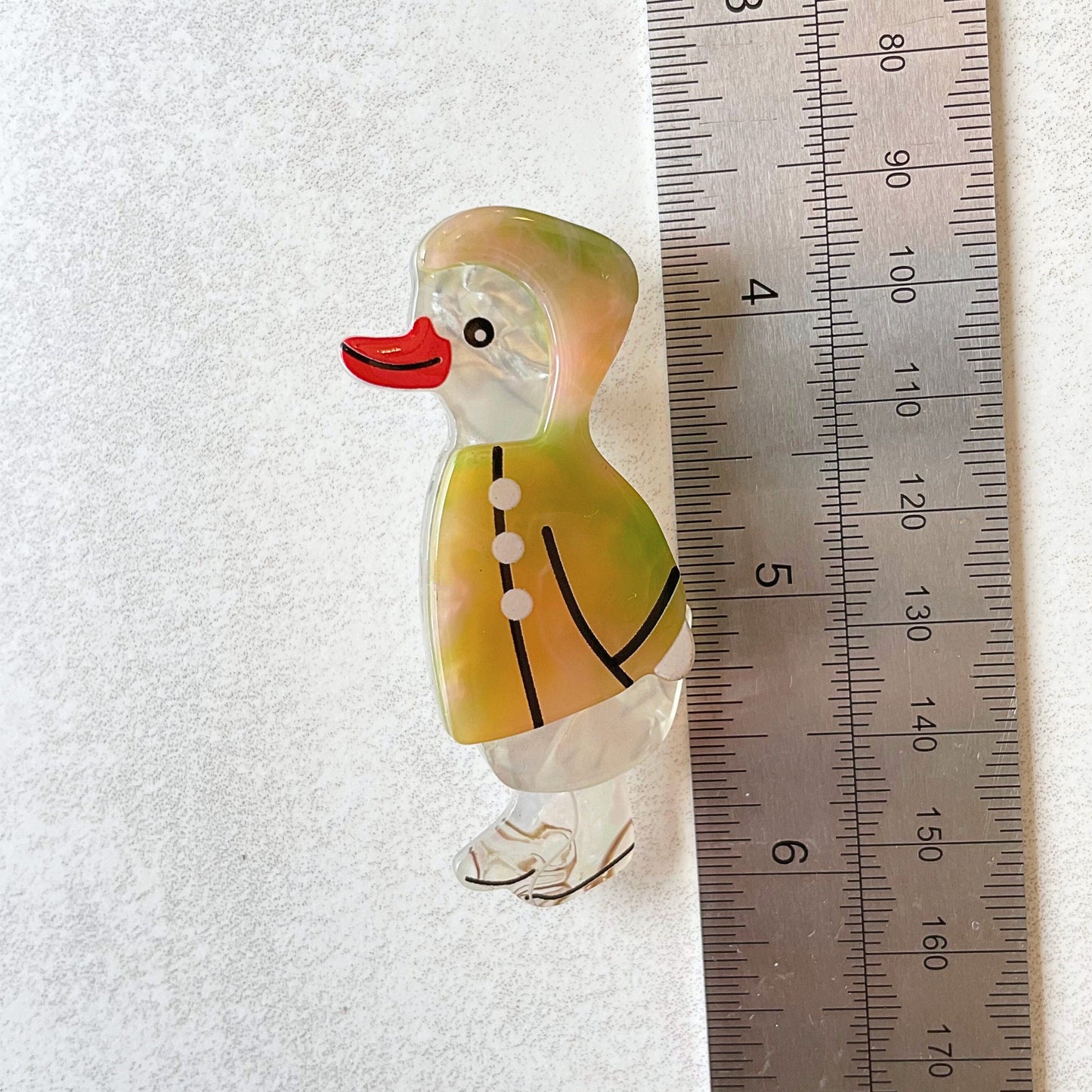 Art Deco cute duck with boots acrylic brooch