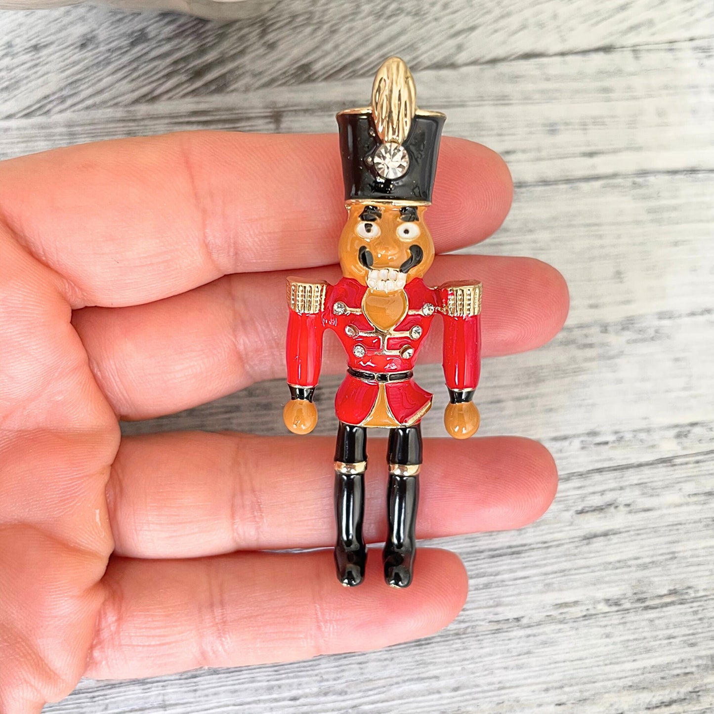 Vintage Style Nutcracker Enamel gold pin brooch