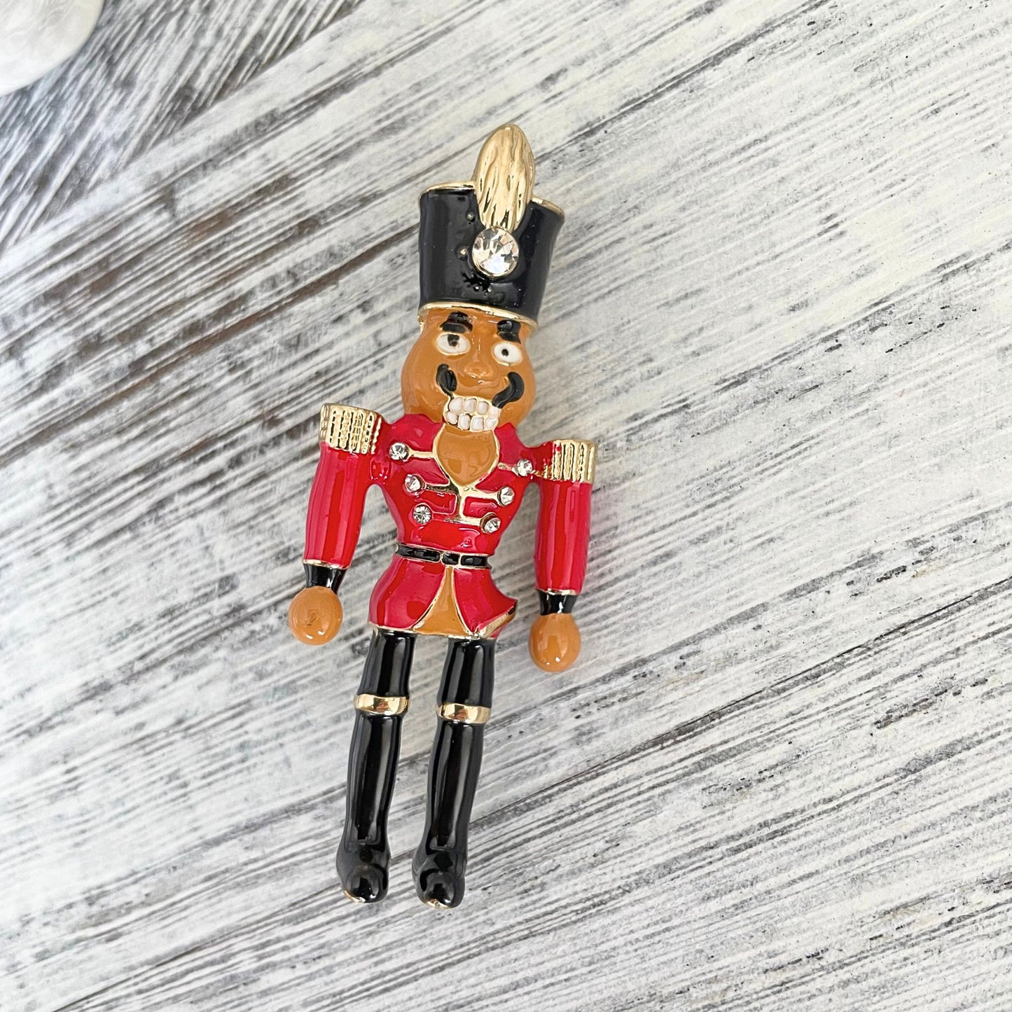 Vintage Style Nutcracker Enamel gold pin brooch