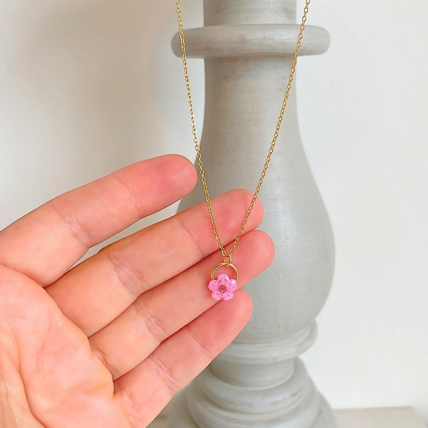 Pink Blossom Charm Necklace