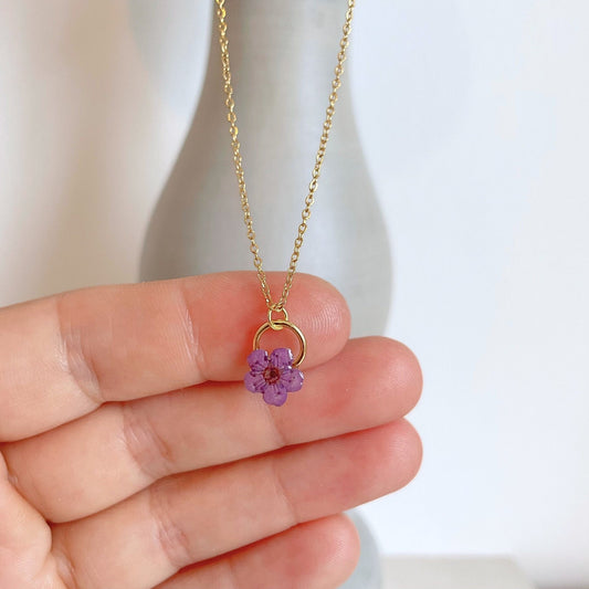 Purple Blossom Charm Necklace