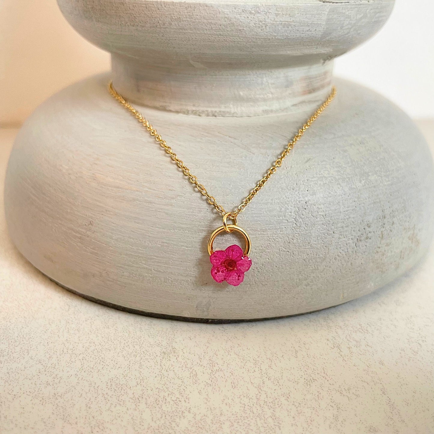 Cherry Red Blossom Charm Necklace