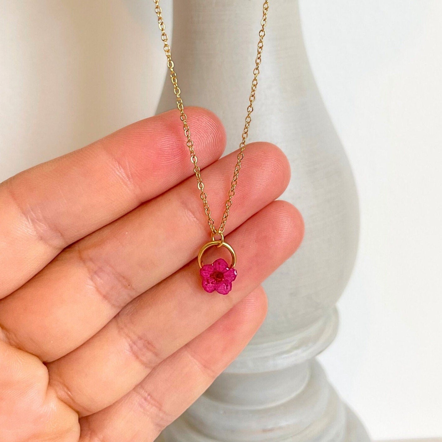 Cherry Red Blossom Charm Necklace