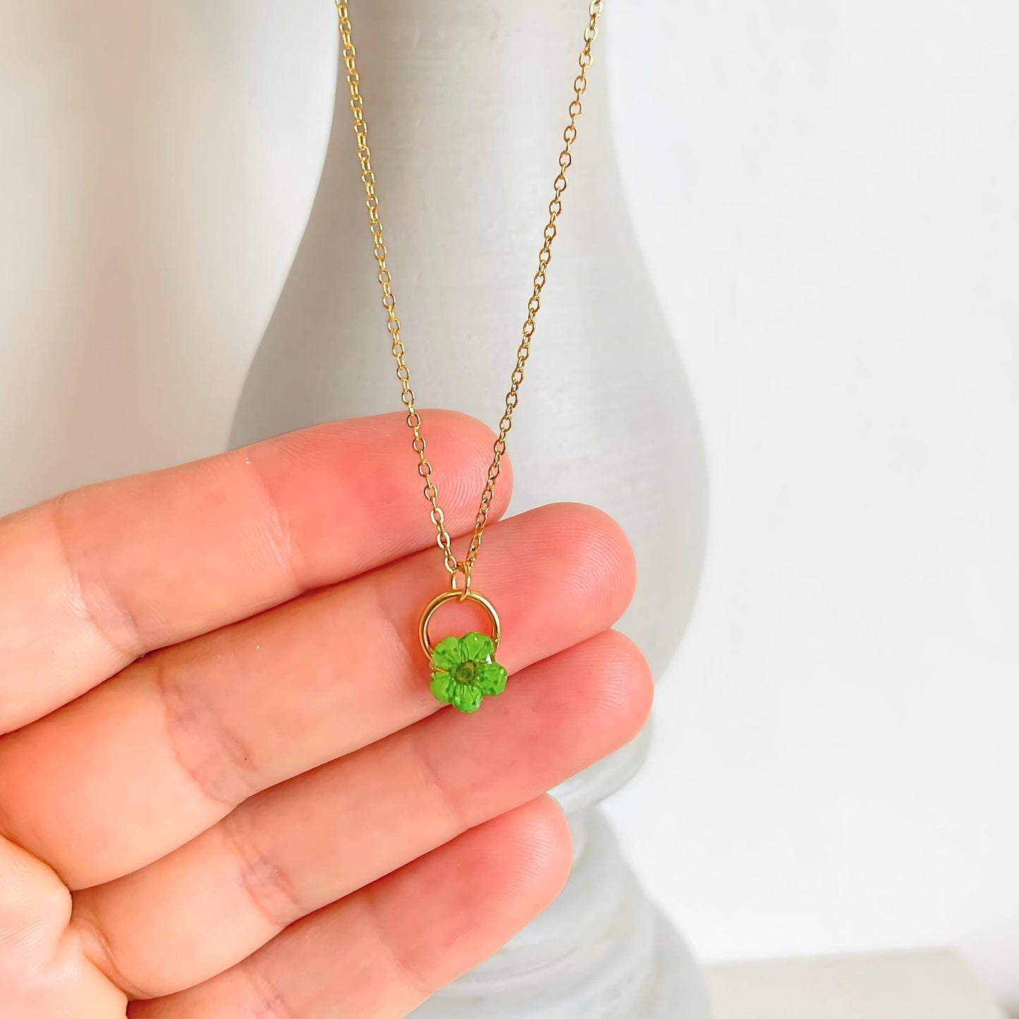 Green Blossom Charm Necklace