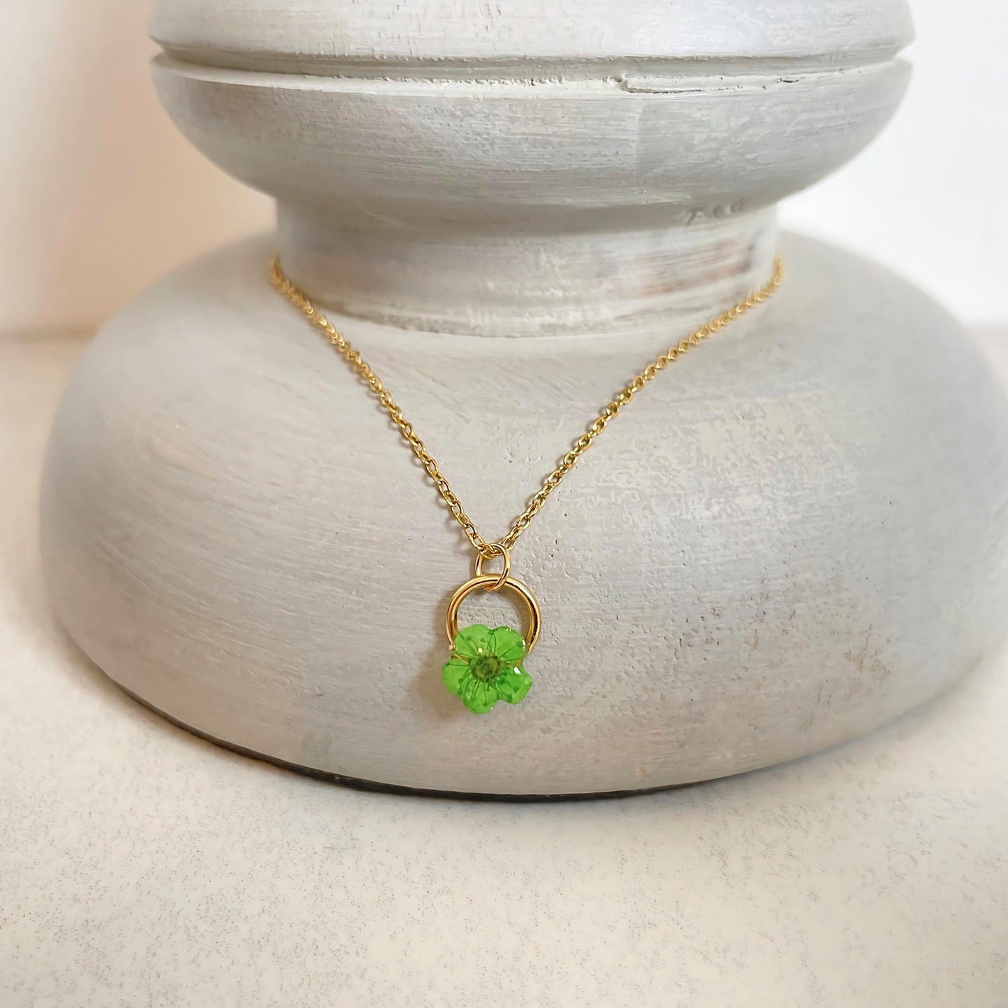 Green Blossom Charm Necklace