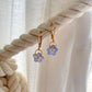 Tiny Forget Me Not Flower Charm Huggie Earrings