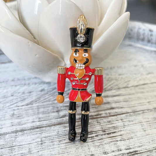 Vintage Style Nutcracker Enamel gold pin brooch