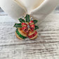 Vintage Style enamel Jingle Bell gold pin brooch