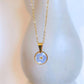 Forget Me Not Flower Round Shell Charm Necklace